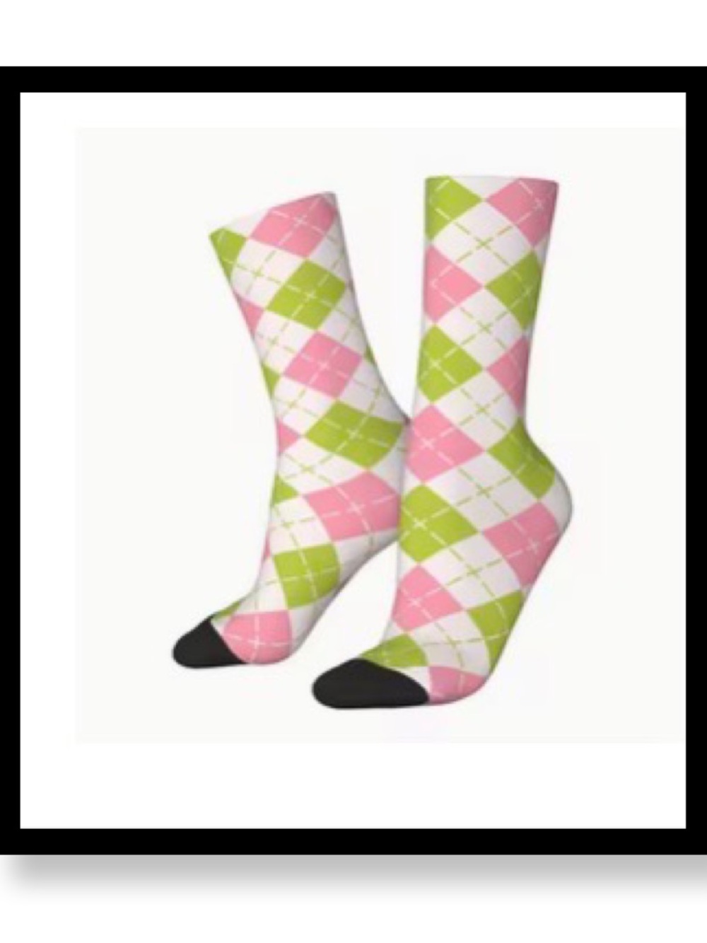 🆕 Women’s Pink & Lime Argyle Crew Socks